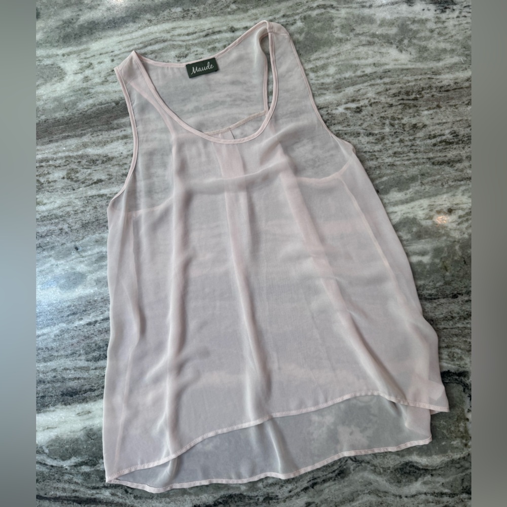 Vintage Light Pink Sheer Tank Top Sleeveless Blouse
